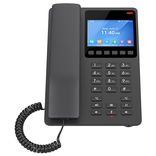 Grandstream GHP631 Téléphone compact Noir pour hôtel avec écran LCD couleur